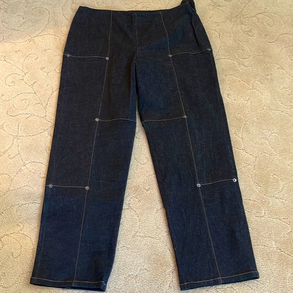 Renfrew Denim - 🔴 Renfrew black stretch jean S12. Patchwork stitching accented w/snaps